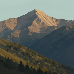 the mountain landscape in the sunligh, matte painting, trending on artstation, alena aenami