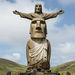 Moai statue dressed like Jesus Christ, 4k, realistic