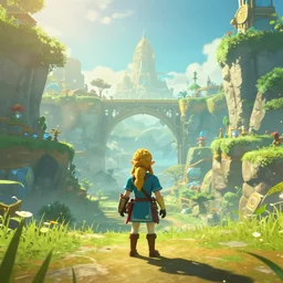 first person perspective establishing shot of Zora's Domain, legend of Zelda breath of the wild:1|fantasy, horizontal symmetry, cinematic:0.9|Unreal Engine, Octane, finalRender, devfiantArt, artstation, artstation HQ, behance, HD, 16k resolution:0.8