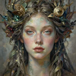 portrait of beautiful gaia, unusual beauty, esoteric, muted colors, head in focus, fantasy art, nature aesthetics, intricate, elegant, highly detailed hyperrealistic painting, artstation, concept art, painterly, golden ratio, sharp focus, illustration, art by emilia elfe