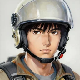 Portrait of an engineer with helmet,  very coherent, painted by painted by James Gilleard, airbrush,  art by JamesJean and  fine details. Anime. realistic shaded lighting poster by Ilya Kuvshinov katsuhiro otomo ghost-in-the-shell, magali villeneuve, artgerm, Jeremy Lipkin and Michael Garmash and Rob Rey