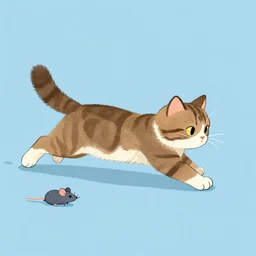 a cat, chasing ×× a mouse