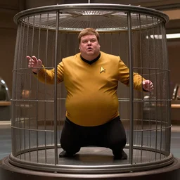 a fat nic cage playing captain kirk in star trek, hd digital photography, movie still