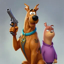 scooby doo holding a gun, toothsome, terrific, serious, petite, snobbish, highly detailed portrait, digital painting, artstation, concept art, smooth, sharp foccus ilustration, Artstation HQ