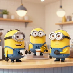 the minions at a coffee shop