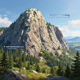 but not only that : let freedom ring from stone mountain of georgia. let freedom ring from lookout mountain of tennessee. ultrafine highly detailed hyper colorful illustration, sharp focus, rozalski, craig mullins, unreal engine highly rendered, global illumination, radiant light, intricate and detailed environment