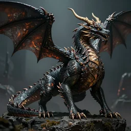 ancestral dragon, by Andreas Rocha + Ted Nasmith, dark, cinematic lighting, masterpiece, highly detailed, 8k resolution, trending on art station