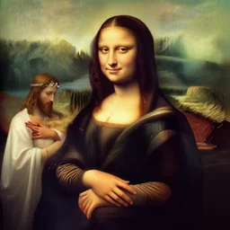 mona lisa holding hands with jesus christ