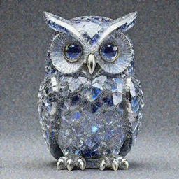 symmetrical detailed sculpture of an owl, made of Kyber Crystal