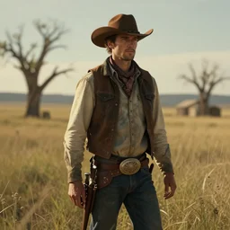 a lonely cowboy, DeviantArt, art station, concept art, illustration, highly detailed, artwork, cinematic, hyper realistic