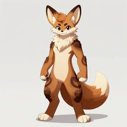 a full - body centered front - perspective furry male fursona portrait, a male fennec fursona, mocha swirl color scheme, trending on weasyl, high - resolution, stylized