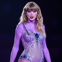 Taylor Swift with purple skin