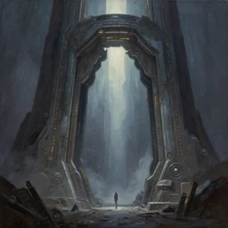 beautiful matte fantasy sci - fi painting i watched c - beams glitter in the dark near the tannhauser gate