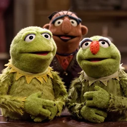 film still of the muppets in pulp fiction, photograph, detailed