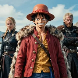 luffy in game of thrones, photography by bussiere rutkowski andreas roch ( by kim jung gi ) ( by george morikawa )