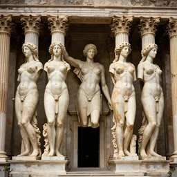 2 5 giant women body sculptures shaping as colums and sculptures a surrealistic building at the kingdom of julius caesar, roman historic works, hyper - detailed, artstation trending, world renowned artists, historic artworks society, antique renewel, good contrast,, cgsociety, by greg rutkowski, by gustave dore, deviantart, 2 4 mm lens, fotorealist, national geographic