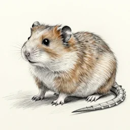 an animal with the head of a hamster and the body of a crocodile, sketch, pencil art