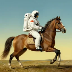 a horse riding an astronaut, style of surrealism, salvador dali