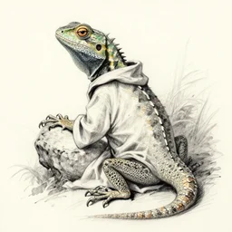 lizard in robe sketch