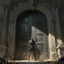 an imposing vault door, detailed digital illustration by greg rutkowski, cyberpunk, android netrunner
