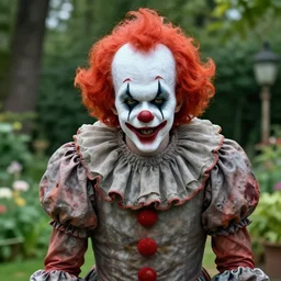 creepy clown in your garden, highly detailed, 8 k, hdr, smooth, sharp focus, high resolution, award - winning photo
