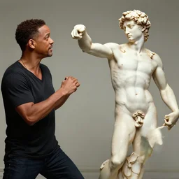 will smith punching chris rock, the creation of adam, style of michaelangelo, 4k