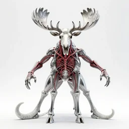 stylized shiny polished silver statue full body bizarre extra limbs cosmic horror quadruped animal moose deer skull four legs made of marble of slug worm creature tendrils perfect symmetrical body perfect symmetrical face hyper realistic hyper detailed by johannen voss by michelangelo octane render blender 8 k displayed in pure white studio room anatomical deep red arteries veins flesh animatronic