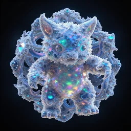 a crystalline 3 d mandelbulb fractal in the shape of a monster, bioluminescent opal, fractal, magnificent lighting, ethereal, ray tracing, octane, holographic