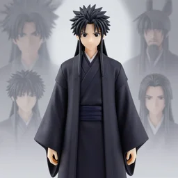 nendoroid pale dark spiky haired tall man with black orbs as eyes in dark robes, no hood | | realistic shaded, fine details, realistic shaded lighting poster by greg rutkowski, diego gisbert llorens, magali villeneuve, artgerm, jeremy lipkin and rob rey