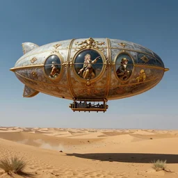 steampunk zepellin floating above aral lake desert in the style of jaroslaw jasnikowski, dramatic lighting, colorfull, epic, photorealistic, perfectly centered, baroque style, steampunk, alexander mikhalchuk, jaroslaw jasnikowski, dariusz zawadzki, h. r. giger, trending on artstation
