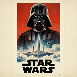 poster art, movie poster, retrofuturism, sci - fi, textured, paper texture, star wars by edward valigursky, saul bass, paul rand, and alexander rodchenko, darth vader looming over cloud city