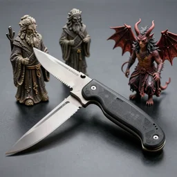 old gods, sxott knives, young demons, realistic, high detail reflection 4 k
