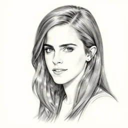 line draw black pen high detail emma watson, art style by drew struzan, joseph christian leyendecker & ernie barnes