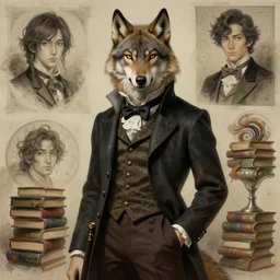 anthropomorphic art of a detective wolf, victorian inspired clothing by artgerm, victo ngai, ryohei hase, artstation. fractal papersand books. highly detailed digital painting, smooth, global illumination, fantasy art by greg rutkowsky, karl spitzweg