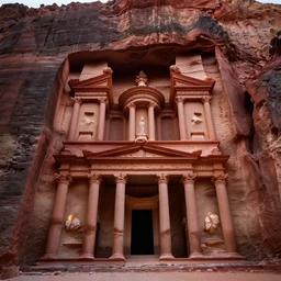 A beautiful low angle matte painting looking up at the lost city of petra with white flames illuminating the ruins of forgotten souls, atmospheric, low angle, mysterious, cinematic, intricate, ultra detailed, featured on artstation