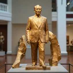 photo of a statue of lee kuan yew in a museum