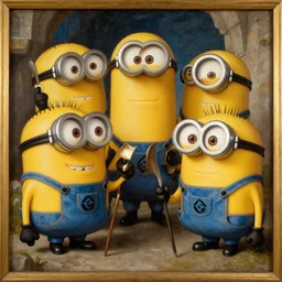 medieval painting of minions