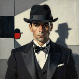 a bauhaus style painting of a gangster
