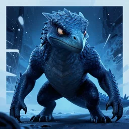portrait of an antropomorphic raptor creature, reptile face, dark blue scales, angry look, ready for battle, mattepainting concept blizzard pixar maya engine on cold night stylized background splash comics global illumination lighting artstation lois van baarle, ilya kuvshinov, rossdraws