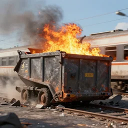 a dumpster fire in the middle of a train wreck trending on artstation 4 k detailed sharp high detail