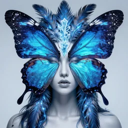 3 d goddess butterfly face portrait, sigma 5 0 0 mm f 4, beautiful intricate highly detailed quetzalcoatl feathers. bioluminescent, plasma, lava, ice, water, wind, artwork by tooth wu and wlop and beeple and greg rutkowski, 8 k trending on artstation, volumetric lighting, global illumination, volumetric shadows
