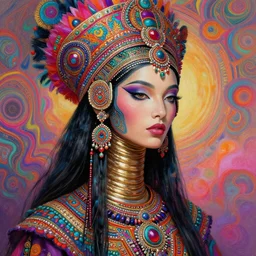 portrait of catriona balfe as a long - neck kayan woman, hyper detailed ultra sharp trending on artstation, warpaint aesthetic, colorful, psychedelic, ornate, intricate, digital painting, concept art, smooth, sharp focus, illustration, art by artgerm and greg rutkowski and h. r. giger, 8 k