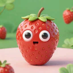 strawberry creature with two eyes