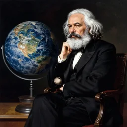 Karl Marx pondering his Orb by Alan Lee