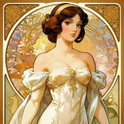 princess leia, korean art nouveau anime, emphasis on musculature and detail ( ( alphonse mucha ) )