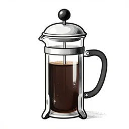 coffee french press line art vector hand drawn alexander babich