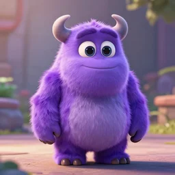 a purple monster, cute and adorable, pixar, shallow depth of field, cinematic, full body, octane render