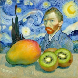 mango and kiwi fruits still life by vincent van gogh