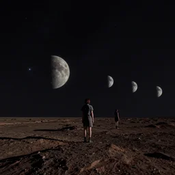 tonemapped 8 k landscape of a starless night on an alien planet by seb mckinnon, john avon, sui ishida with moons as backdrop