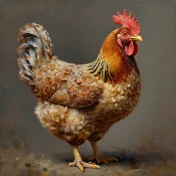 a fractal chicken, symmetrical, concept art, intricate detail, volumetric shadows and lighting, realistic oil painting by tim hildebrandt,